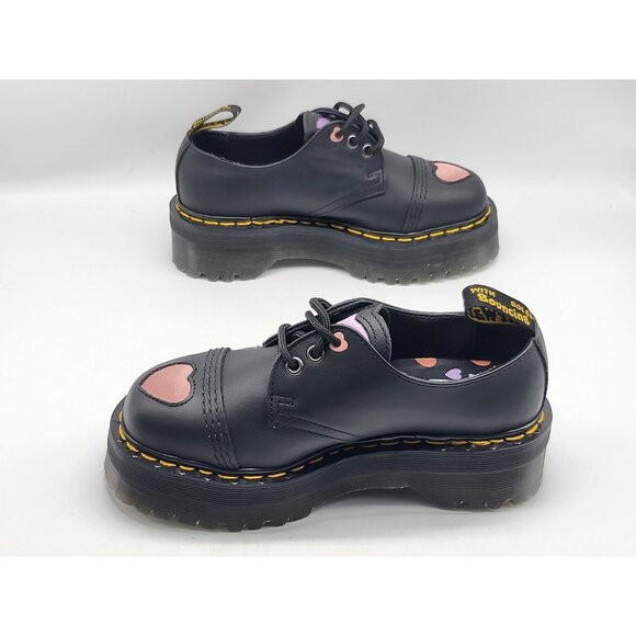 Dr Martens 1461 Quad Heart Shoes Womens Size 5 Platform Leather - Picture 3 of 13